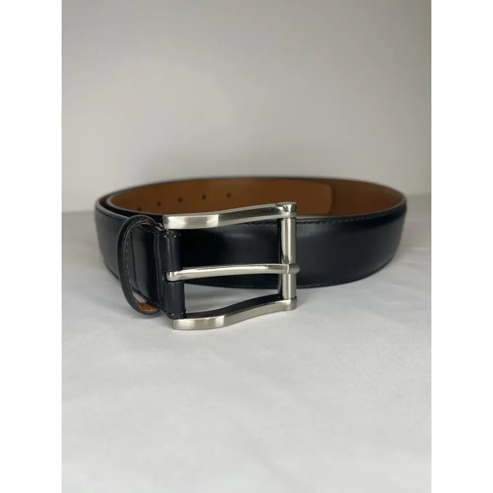 Magnanni Men’s Genuine Leather Belt Size 35 Silver Single Prong Buckle